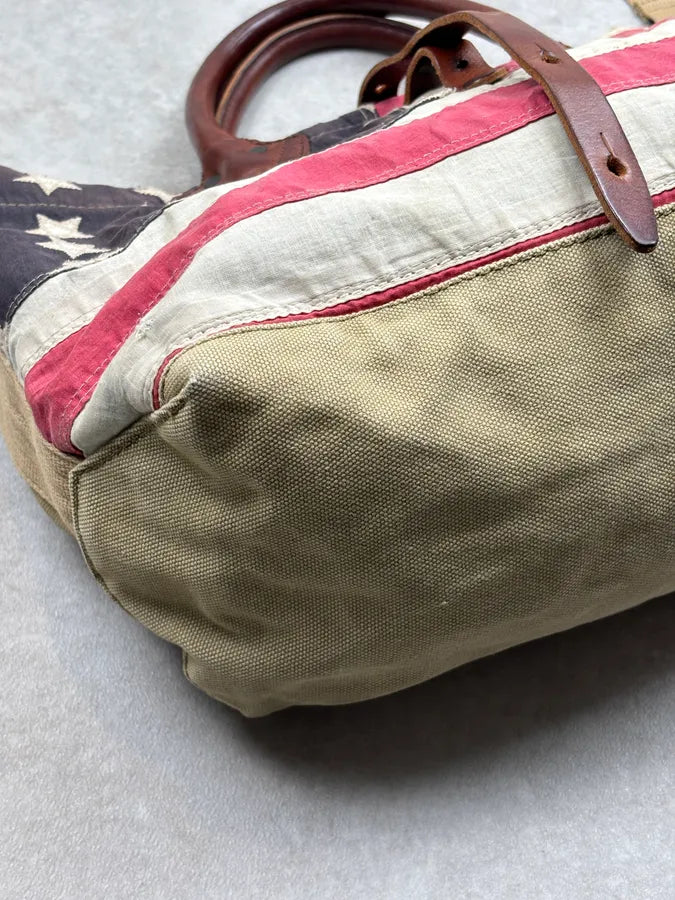 2010s Ralph Lauren Denim Supply USA Flag Canvas Shoulder Bag  zlxTqVa 7