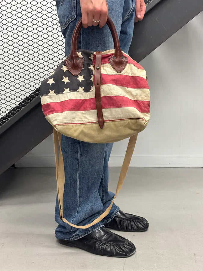 2010s Ralph Lauren Denim Supply USA Flag Canvas Shoulder Bag  zlxTqVa 2