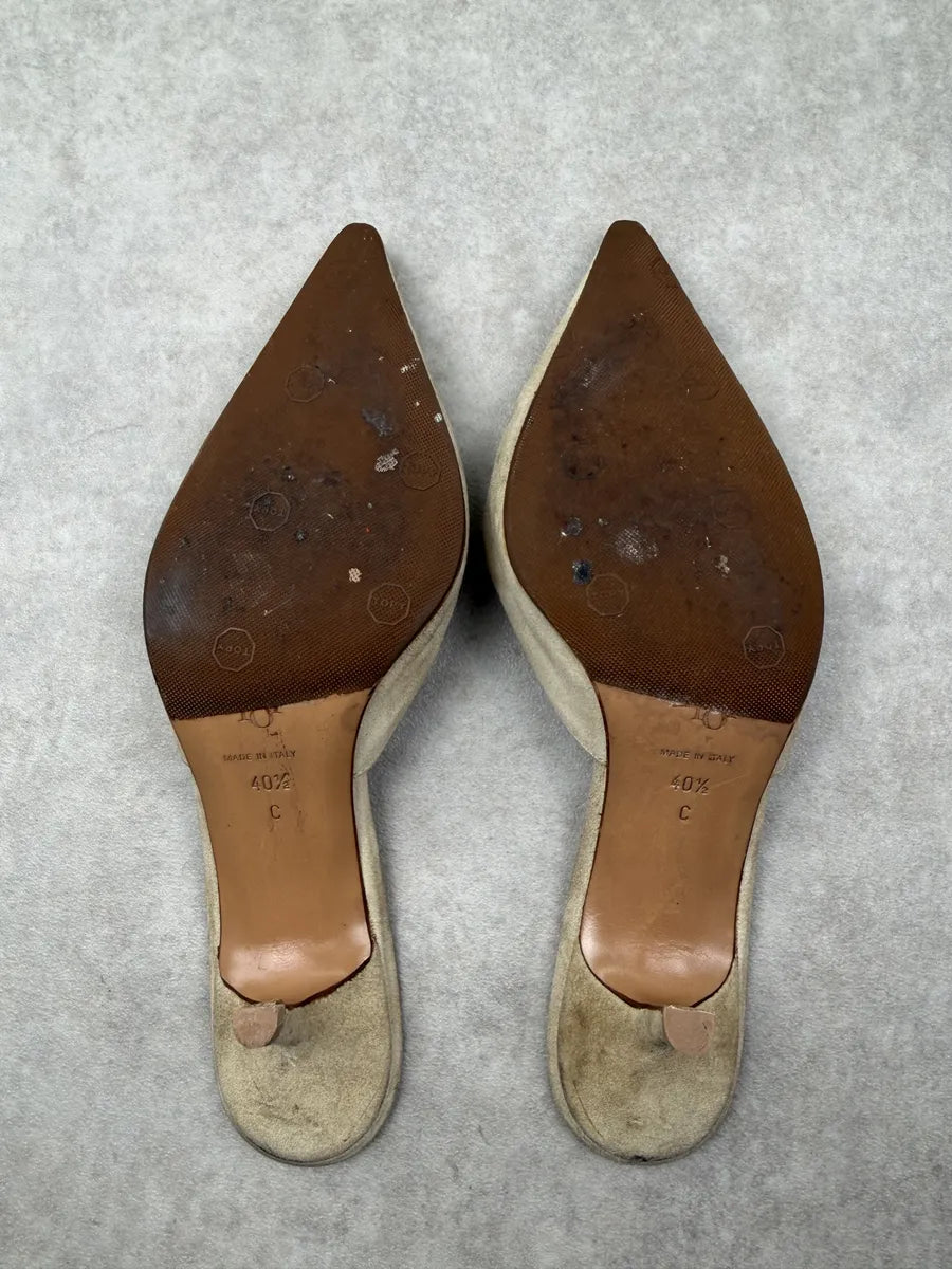 AW2002 Dior Beige Suede Kitten Laced Pumps by John Galliano FodceGF 6