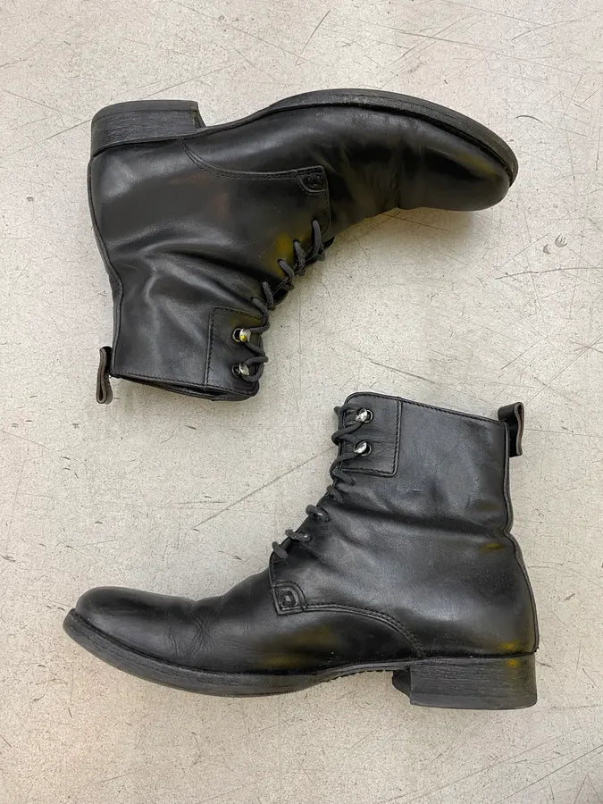 AW2006 Dolce & Gabbana Black Leather Lace-Up Boots vRzgwnU 2