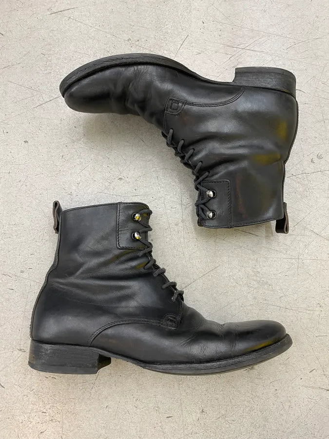 AW2006 Dolce & Gabbana Black Leather Lace-Up Boots vRzgwnU 1