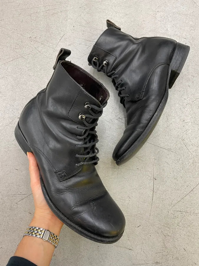 AW2006 Dolce & Gabbana Black Leather Lace-Up Boots vRzgwnU 0