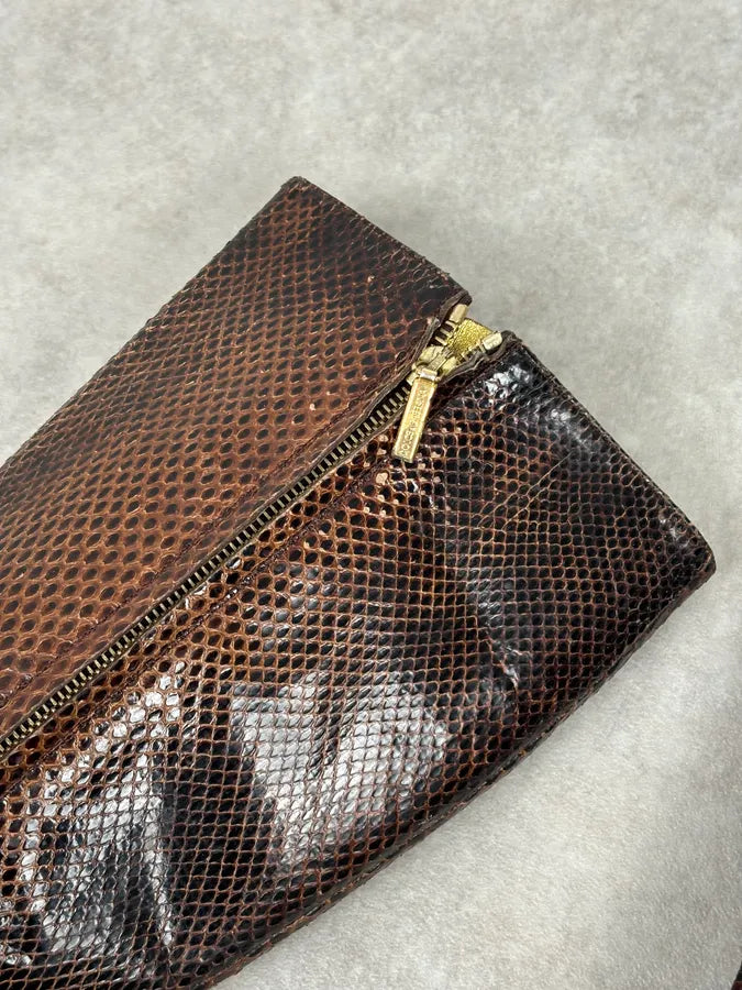 2000s Dolce & Gabbana Brown Python Leather Knee-High Heeled Boots OfYETSU 9