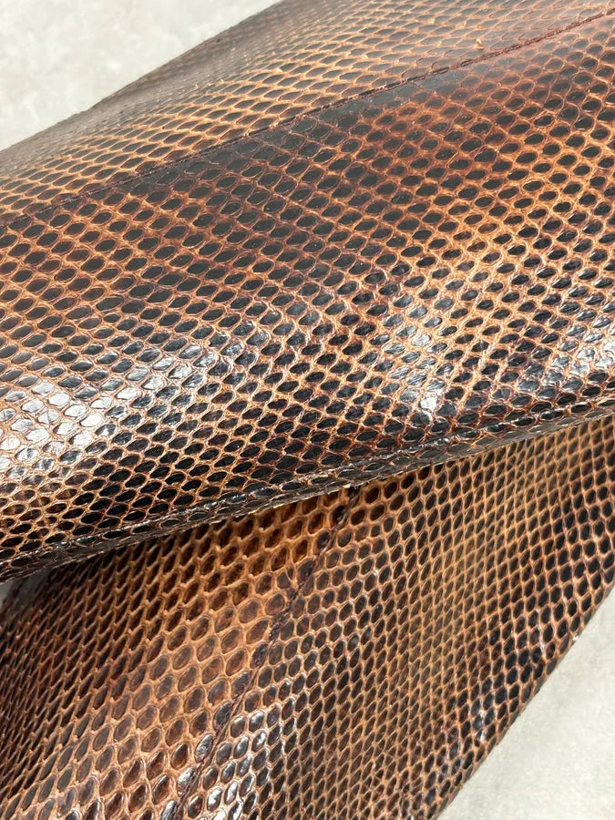 2000s Dolce & Gabbana Brown Python Leather Knee-High Heeled Boots OfYETSU 10