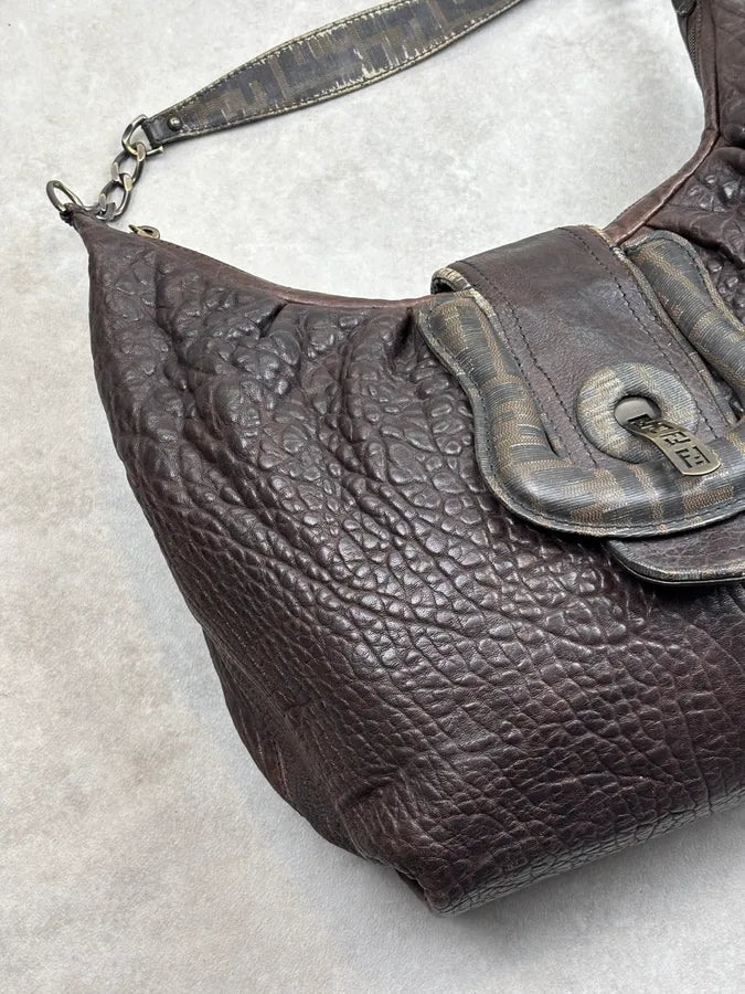 2000s Fendi B Bag Brown Buckle Shoulder Bag EbobjUU 4