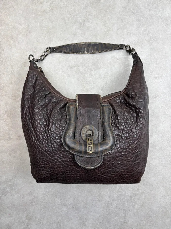 2000s Fendi B Bag Brown Buckle Shoulder Bag EbobjUU 0