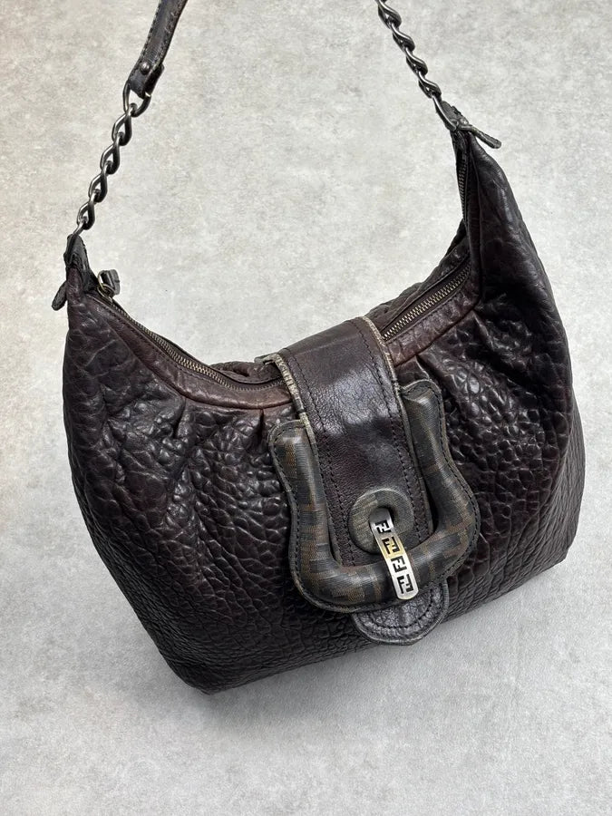 2000s Fendi B Bag Brown Buckle Shoulder Bag EbobjUU 9