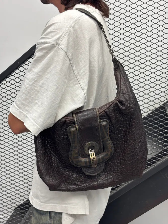 2000s Fendi B Bag Brown Buckle Shoulder Bag EbobjUU 2