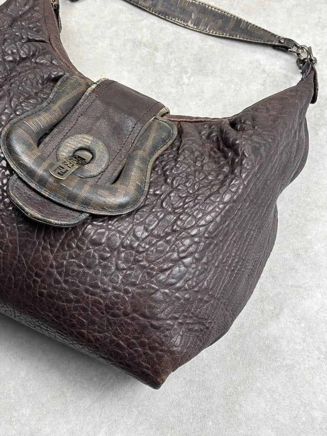 2000s Fendi B Bag Brown Buckle Shoulder Bag EbobjUU 5