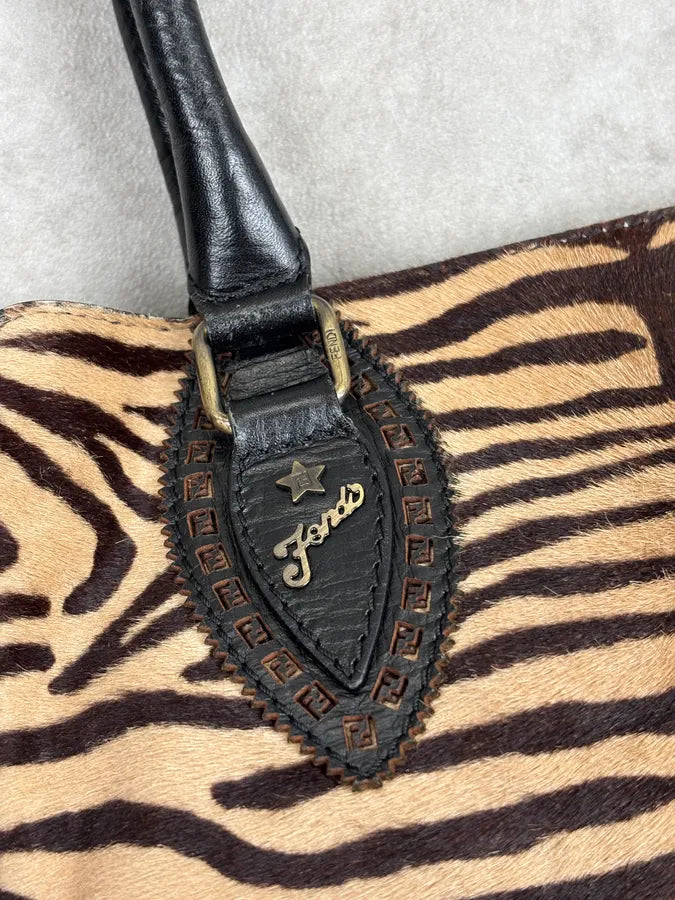 SS2006 Fendi de Jour Beige Pony Hair Leather Zebra Handle Bag mgzeYhu 14