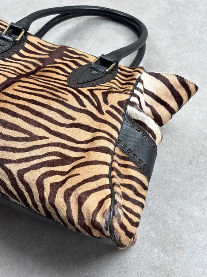 SS2006 Fendi de Jour Beige Pony Hair Leather Zebra Handle Bag mgzeYhu 6