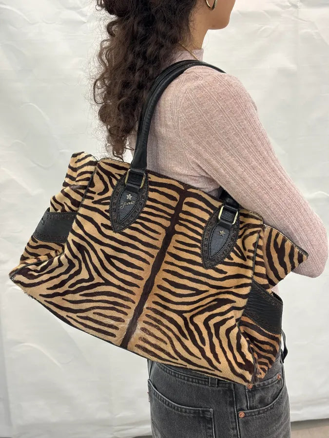 SS2006 Fendi de Jour Beige Pony Hair Leather Zebra Handle Bag mgzeYhu 2