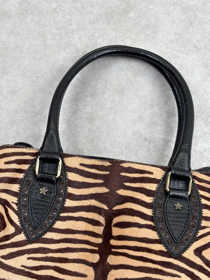 SS2006 Fendi de Jour Beige Pony Hair Leather Zebra Handle Bag mgzeYhu 5