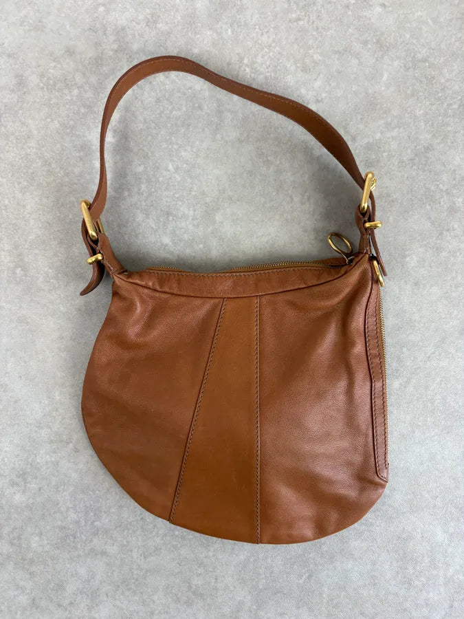 2000s Fendi Brown Leather Scalloped Detail Shoulder Bag VFGRxHk 3