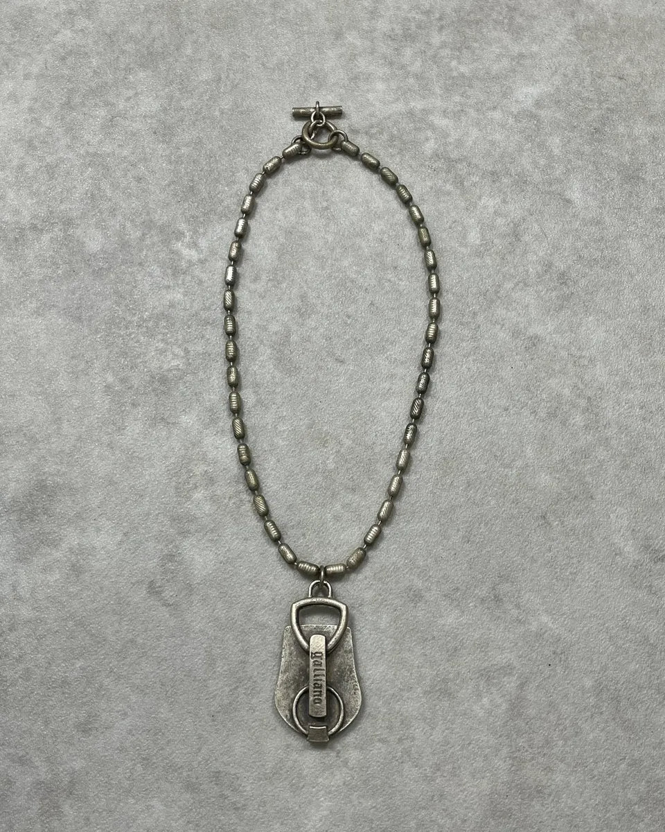 Vintage Galliano Silver Metal Beaded Necklace with Padlock Pendant One Size cNJJWCV 0