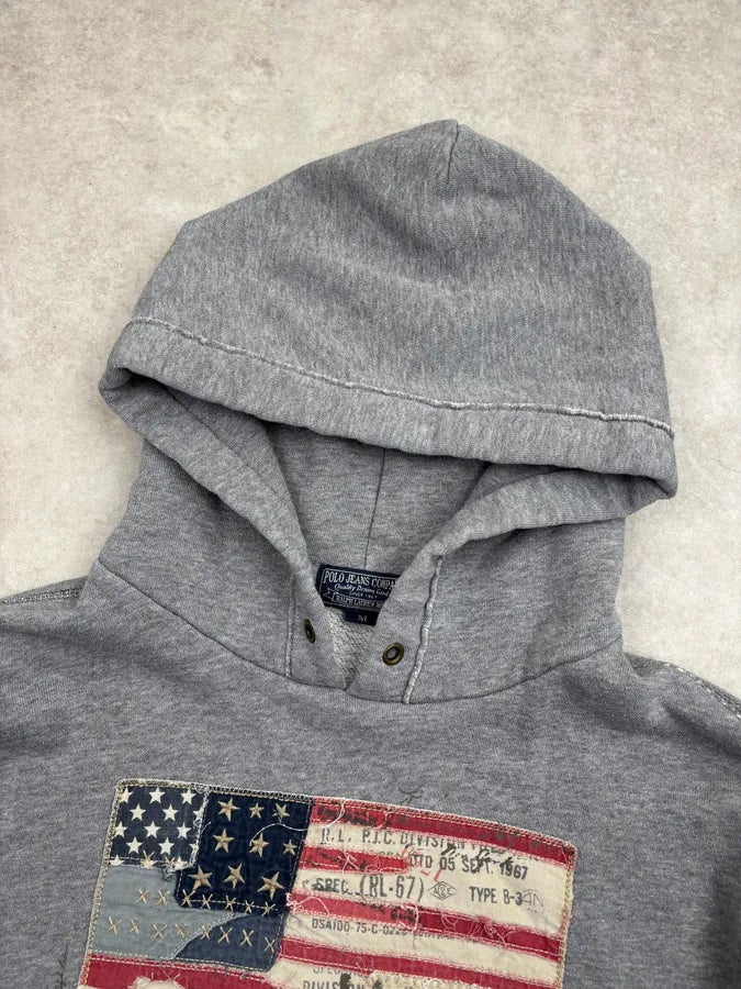 2010s Ralph Lauren Grey American Flag Hoodie qrpWlWI 3