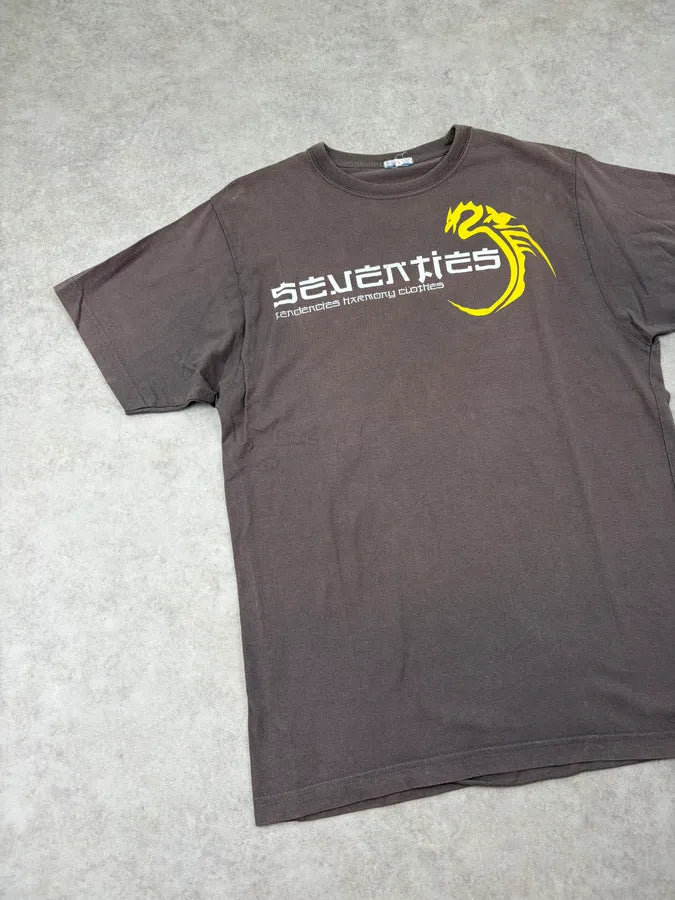 1980s Vintage Grey Yellow Dragon T-shirt RZUOKXF 3