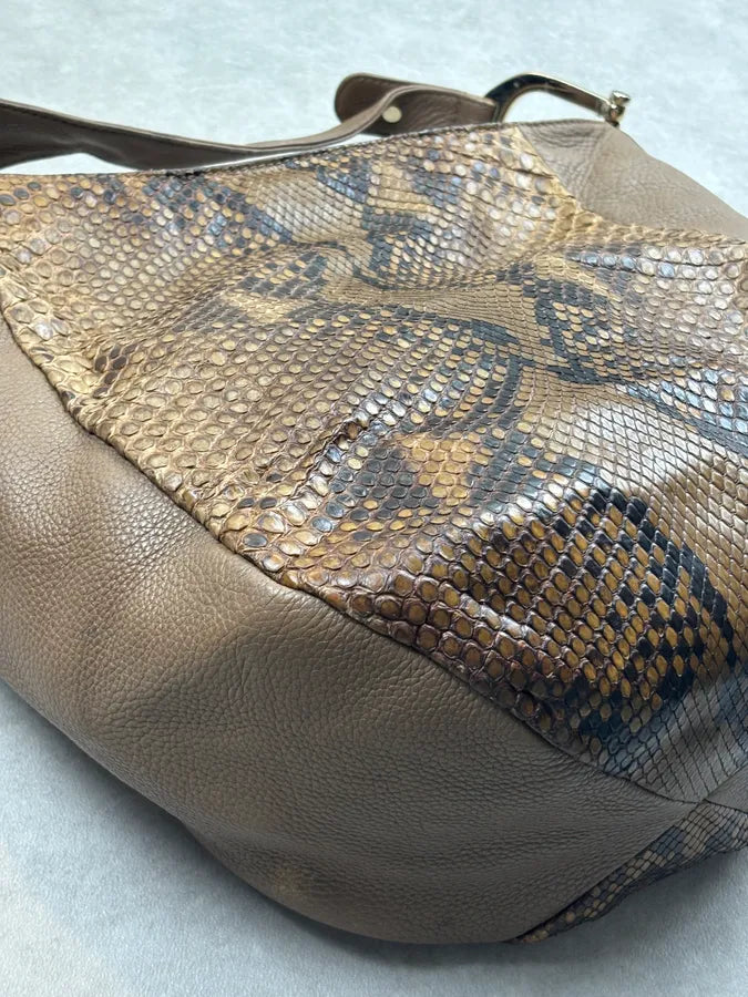 2000s Gucci Beige Python Hobo Leather Shoulder Bag eIbAoDR 6