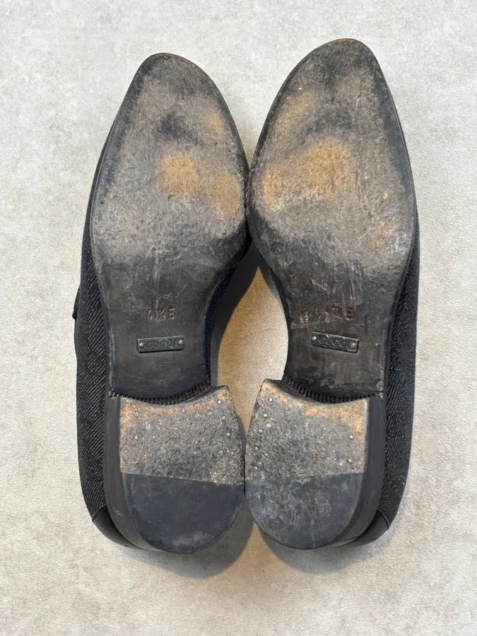 2000s Gucci Black Canvas Monogram Loafer Shoes nYoAvsW 7