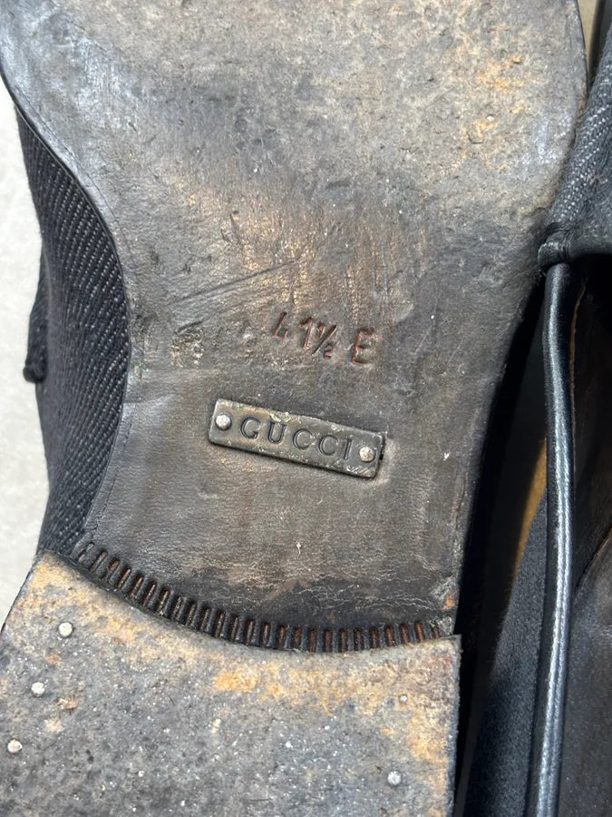 2000s Gucci Black Canvas Monogram Loafer Shoes nYoAvsW 8