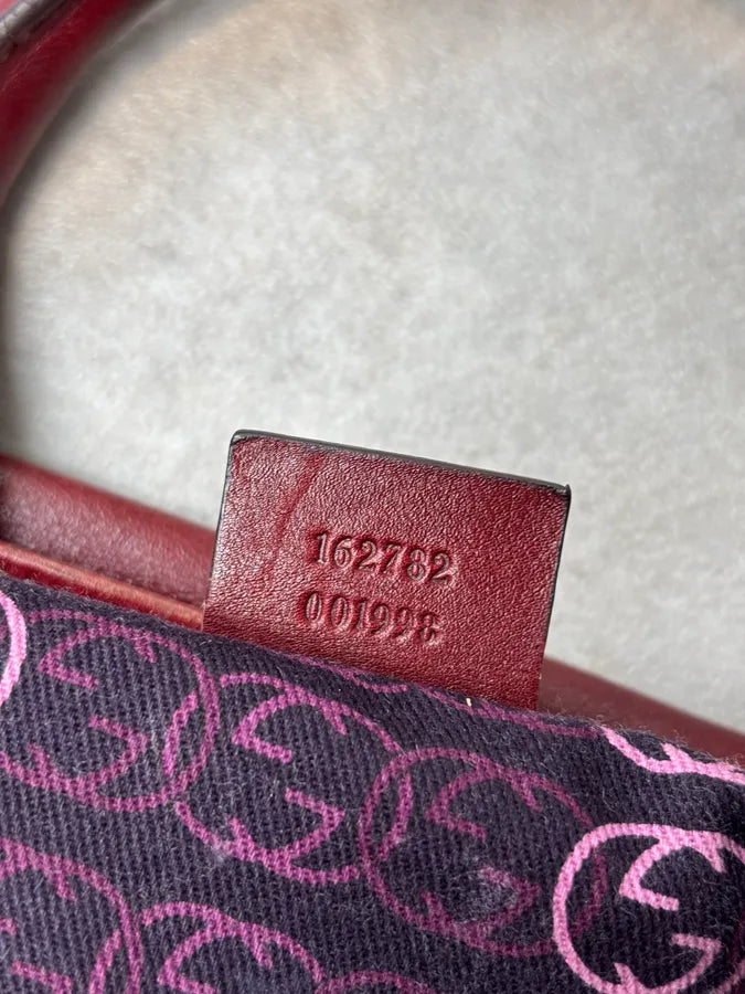 2000s Gucci Bordeaux Leather Handle Bag FafzHFq 15