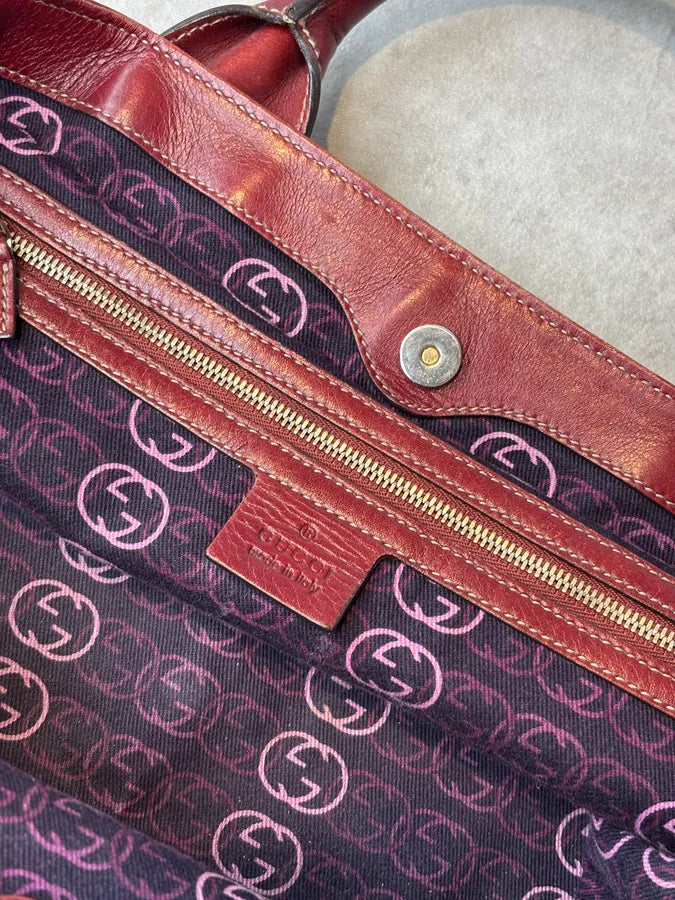 2000s Gucci Bordeaux Leather Handle Bag FafzHFq 14
