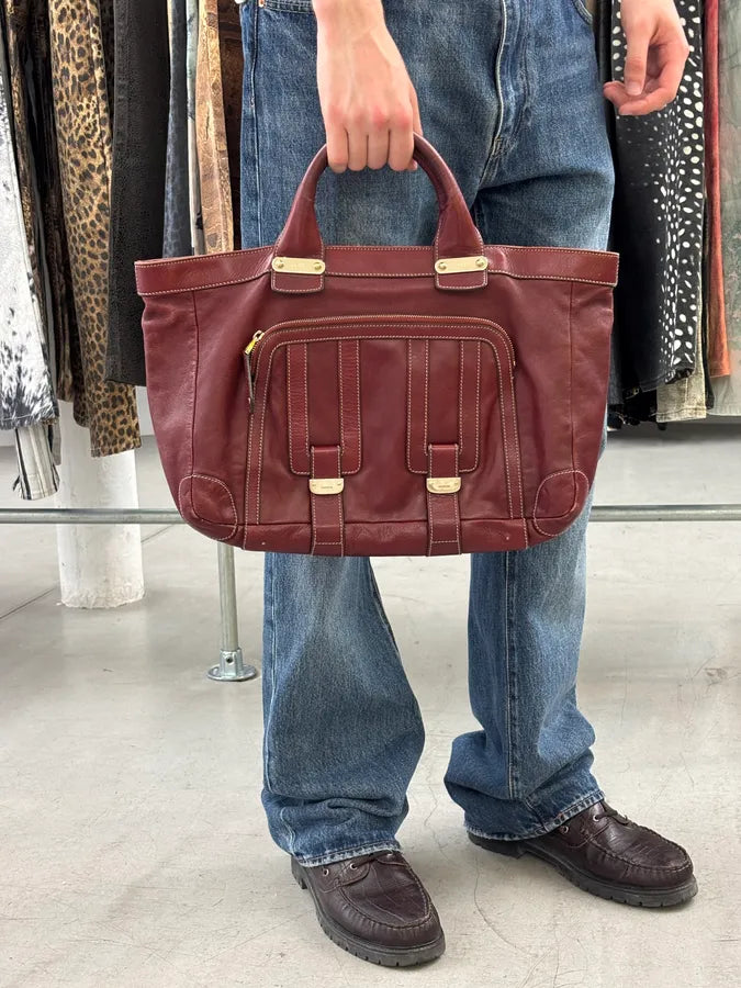2000s Gucci Bordeaux Leather Handle Bag FafzHFq 2
