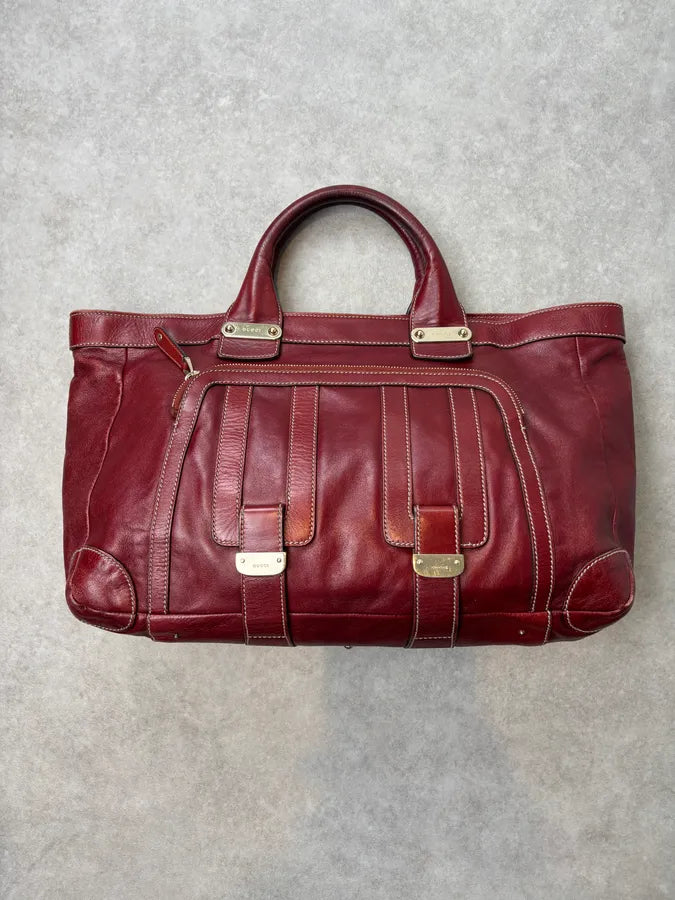 2000s Gucci Bordeaux Leather Handle Bag FafzHFq 4