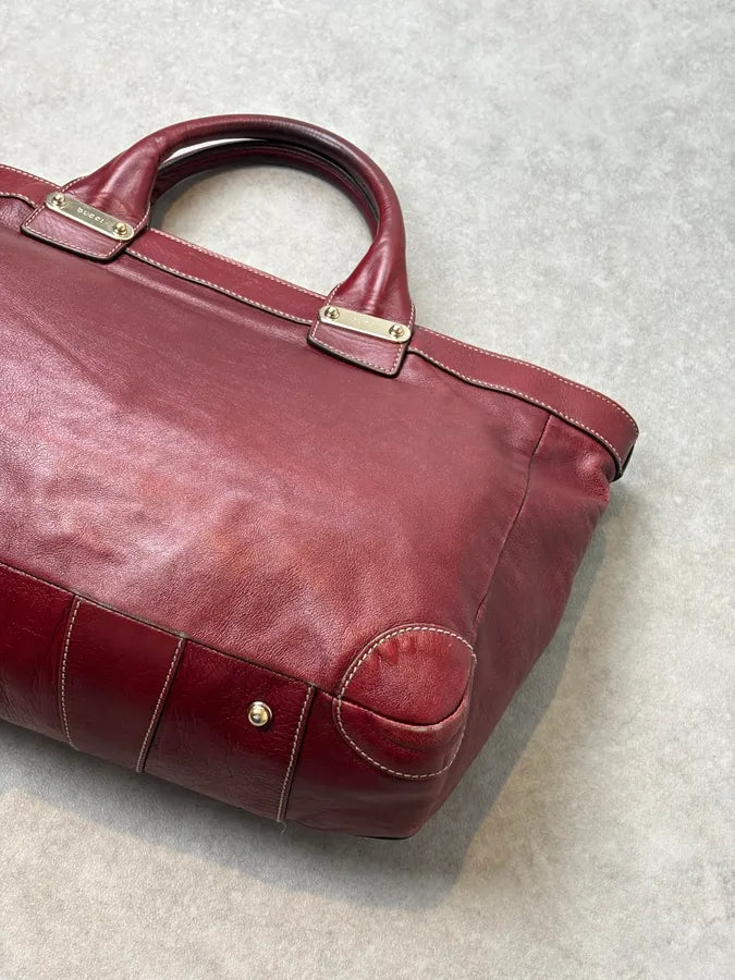 2000s Gucci Bordeaux Leather Handle Bag FafzHFq 9