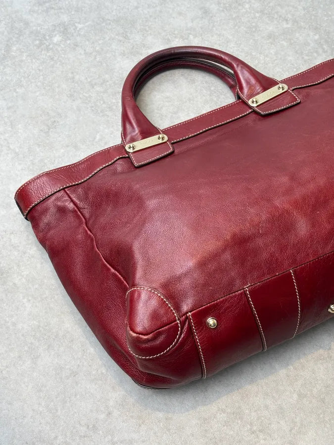 2000s Gucci Bordeaux Leather Handle Bag FafzHFq 10