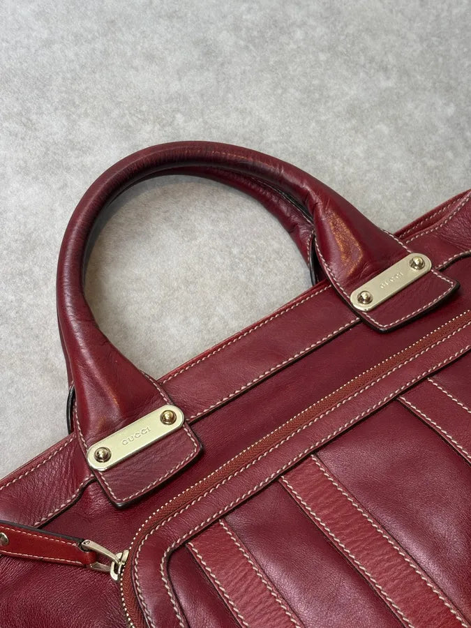 2000s Gucci Bordeaux Leather Handle Bag FafzHFq 12