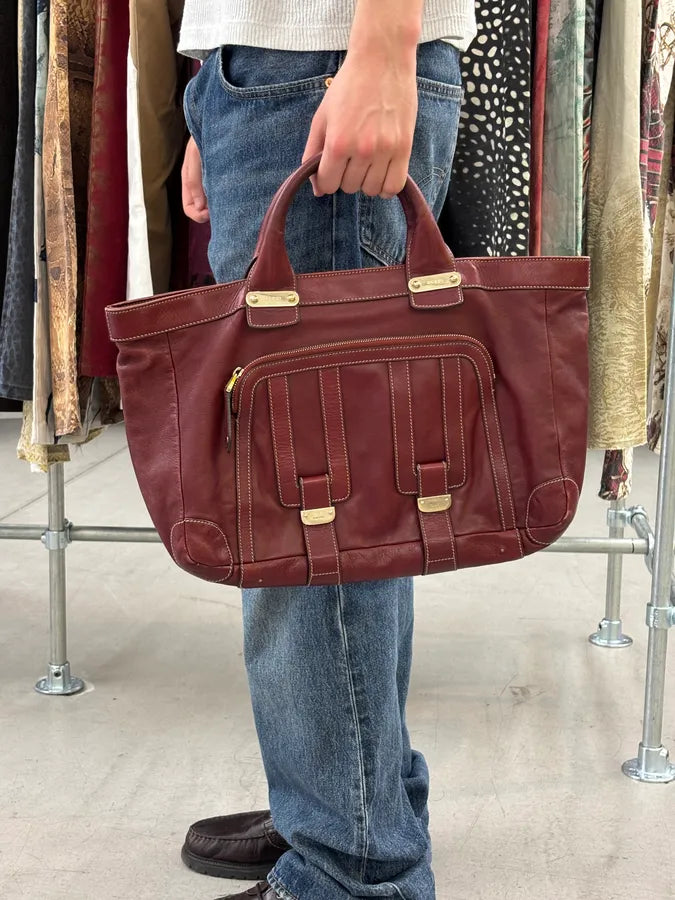 2000s Gucci Bordeaux Leather Handle Bag FafzHFq 1
