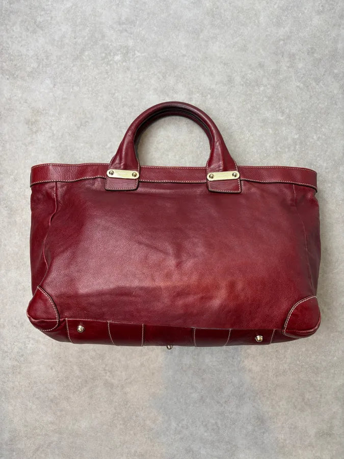2000s Gucci Bordeaux Leather Handle Bag FafzHFq 8