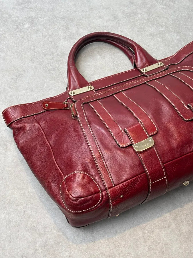 2000s Gucci Bordeaux Leather Handle Bag FafzHFq 5