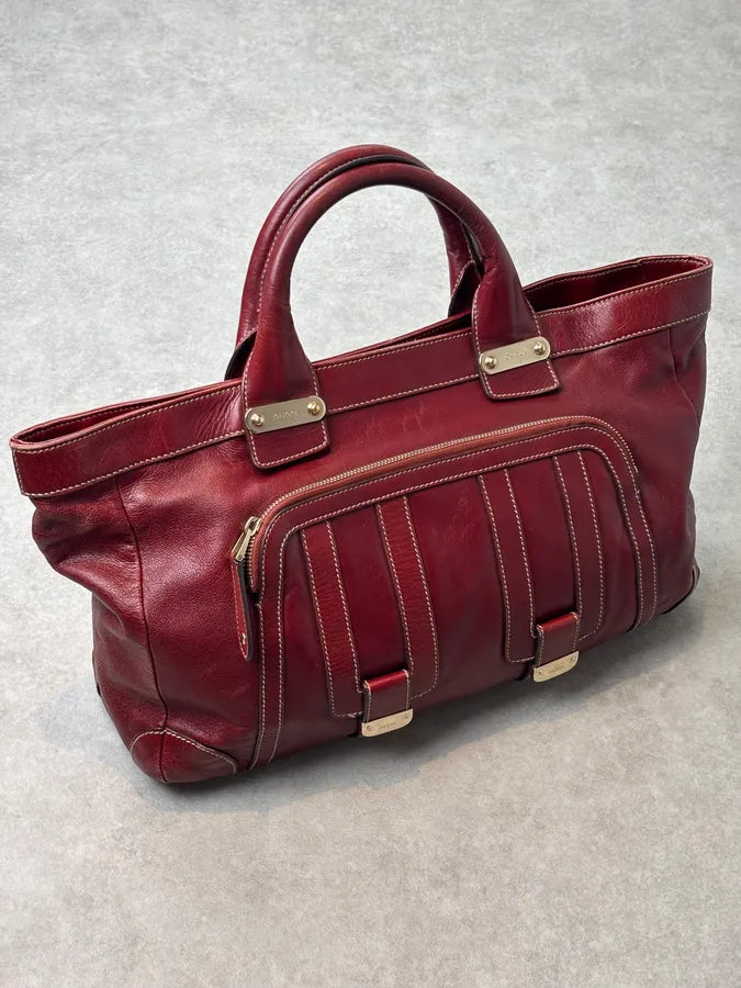 2000s Gucci Bordeaux Leather Handle Bag FafzHFq 0