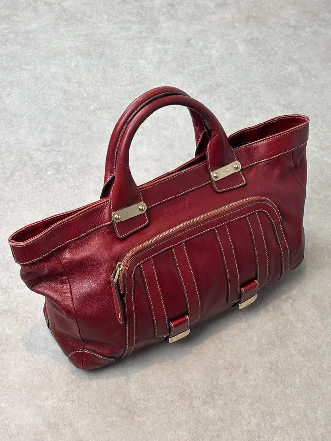 2000s Gucci Bordeaux Leather Handle Bag FafzHFq 3