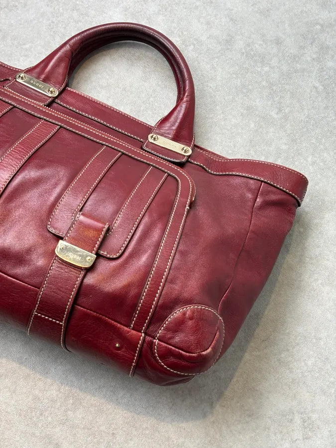 2000s Gucci Bordeaux Leather Handle Bag FafzHFq 7