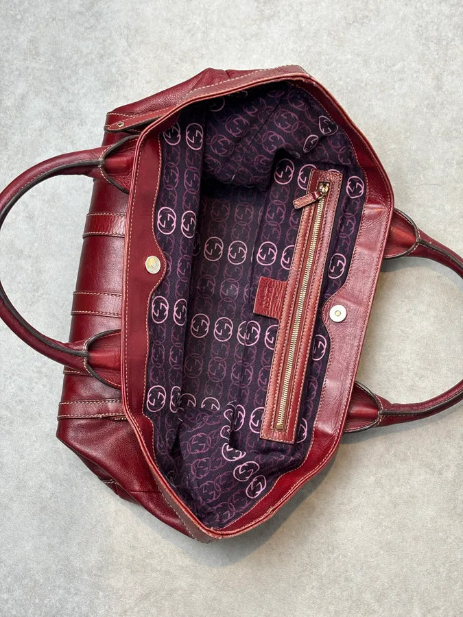 2000s Gucci Bordeaux Leather Handle Bag FafzHFq 13