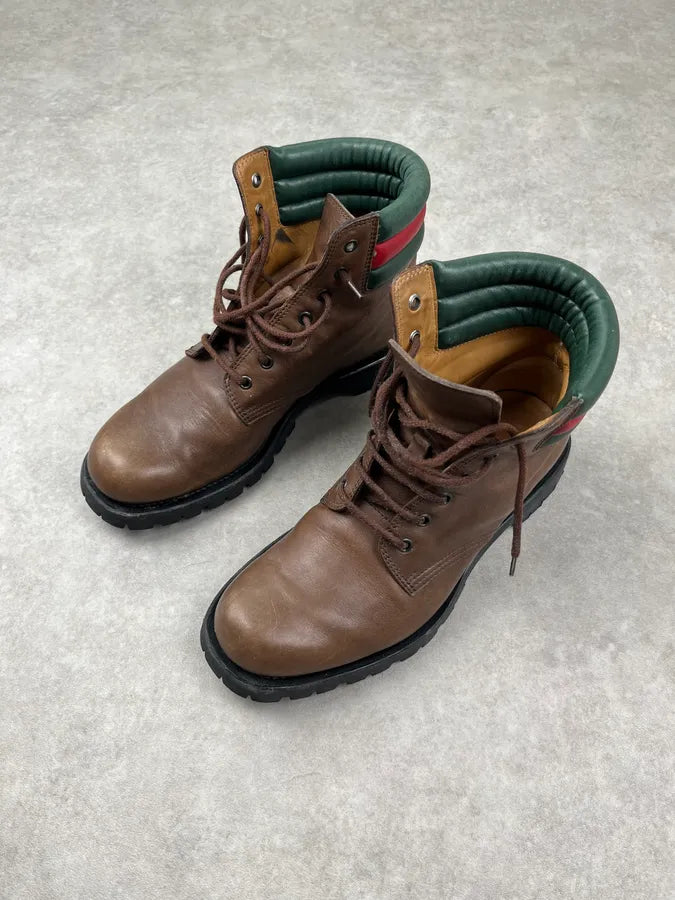 2000s Gucci Brown Leather Lug Sole Boots uqKYcvj 2
