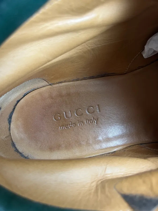 2000s Gucci Brown Leather Lug Sole Boots uqKYcvj 9