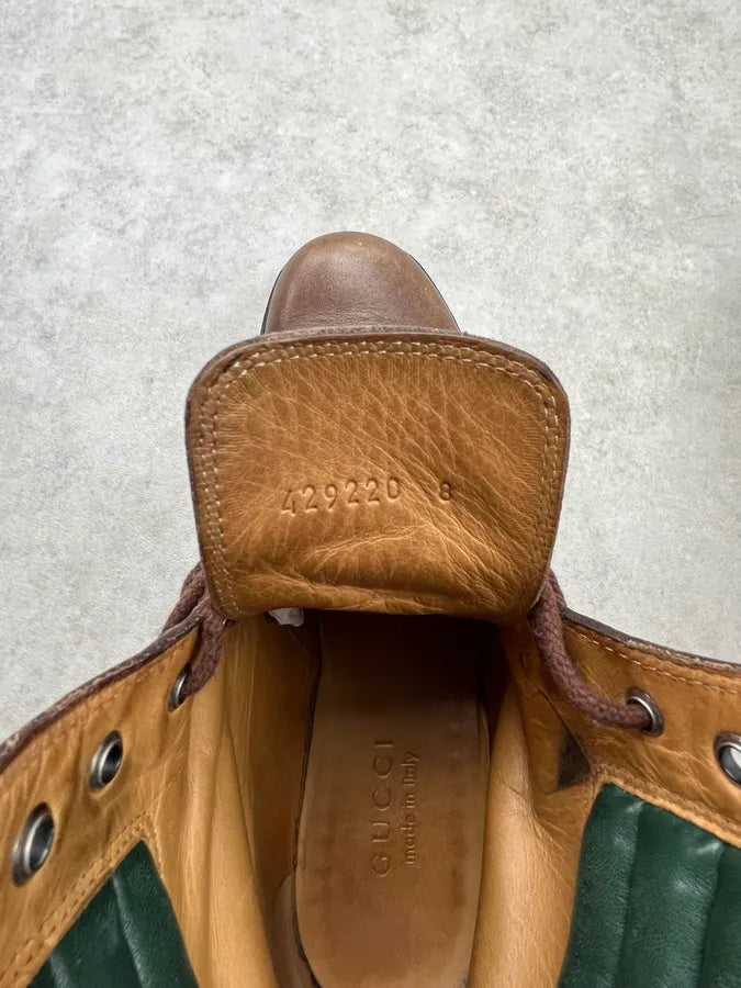 2000s Gucci Brown Leather Lug Sole Boots uqKYcvj 8