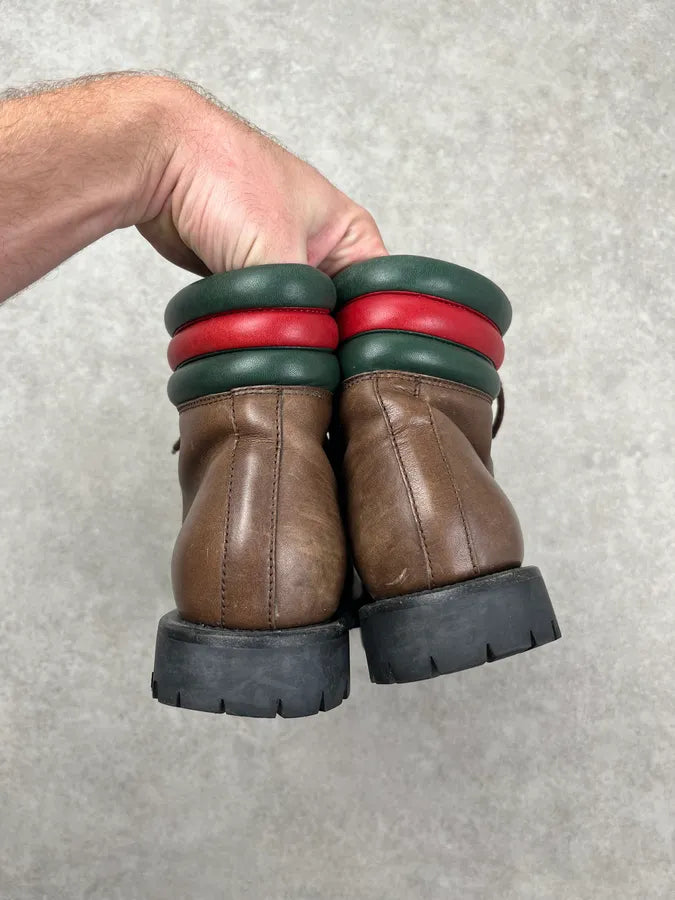 2000s Gucci Brown Leather Lug Sole Boots uqKYcvj 5