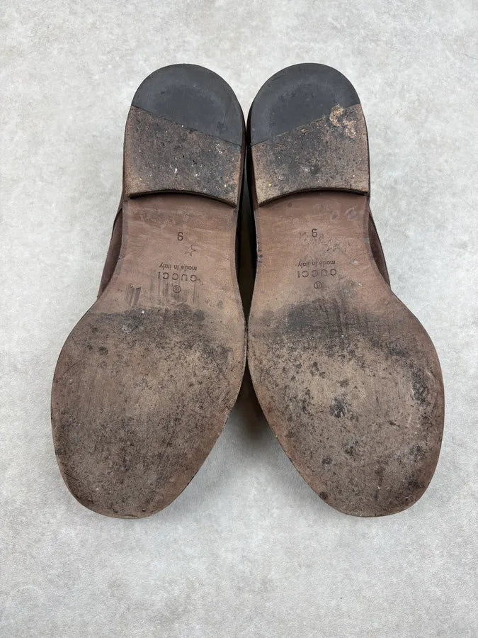 AW2007 Gucci Brown Suede Leather Derby Shoes WvHxiOu 6