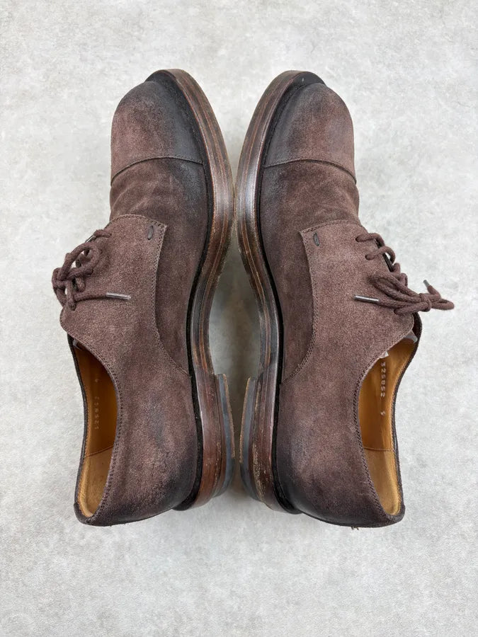 AW2007 Gucci Brown Suede Leather Derby Shoes WvHxiOu 3