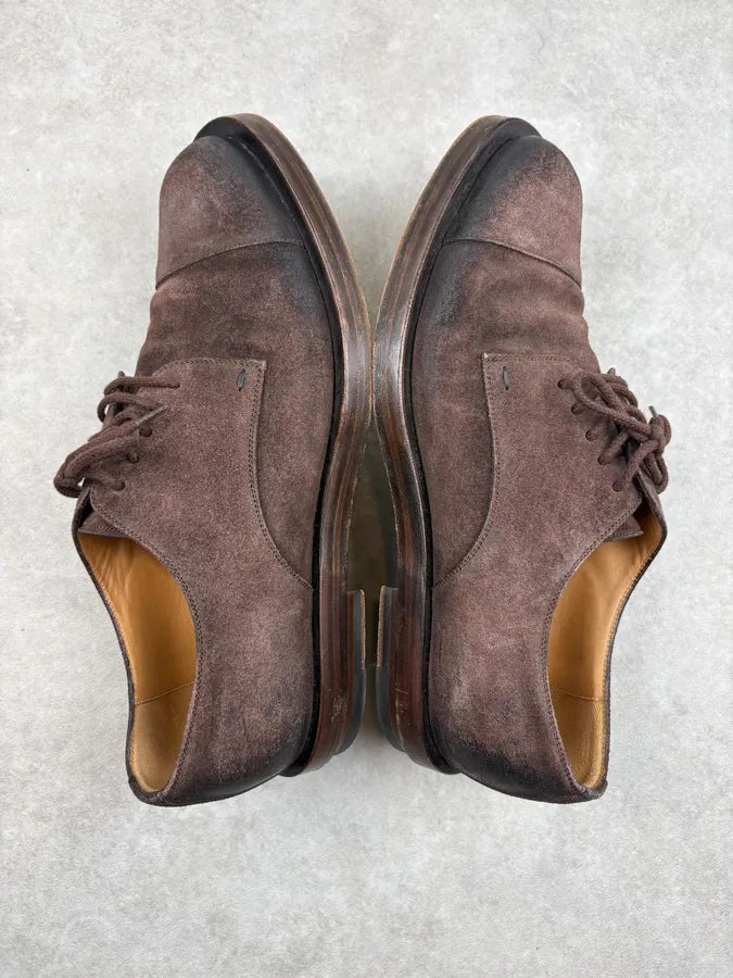 AW2007 Gucci Brown Suede Leather Derby Shoes WvHxiOu 4