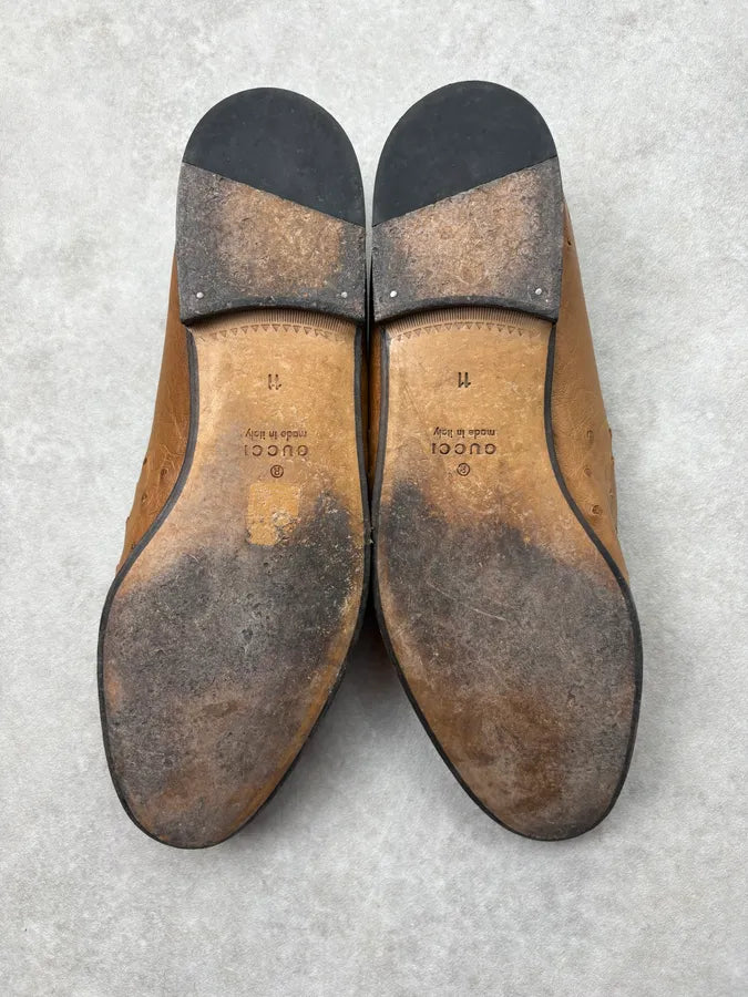 Gucci Cognac Oastrich Leather Horsebit Loafer Shoes IbgFNHP 6