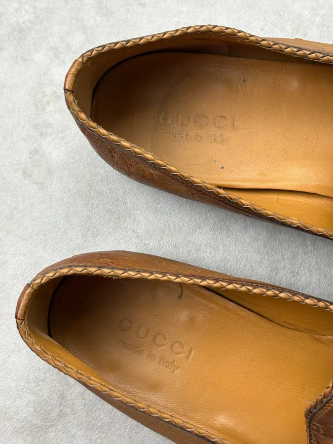 Gucci Cognac Oastrich Leather Horsebit Loafer Shoes IbgFNHP 7