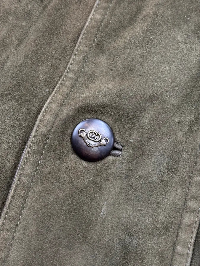 1980s Gucci Khaki Green Leather Bomber Jacket zNwIFVx 10