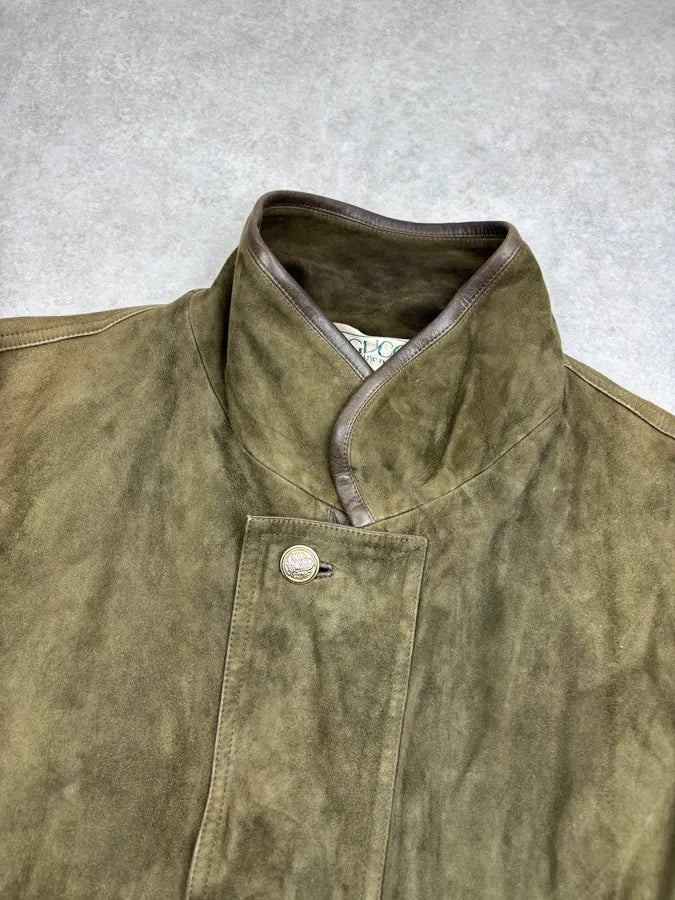 1980s Gucci Khaki Green Leather Bomber Jacket zNwIFVx 4