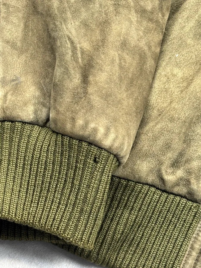 1980s Gucci Khaki Green Leather Bomber Jacket zNwIFVx 9